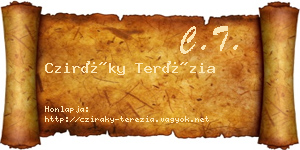 Cziráky Terézia névjegykártya